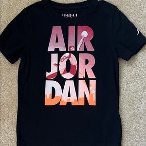 Jordan Kids Black Tee with Pink and Orange Graphics